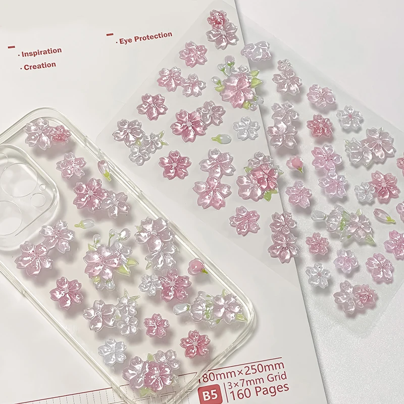 Korean Import Original NEKONI Sakura Cherry Blossom Pink 3D Relief Stickers Scrapbooking Diy Journal Cute Stationery Sticker image 4