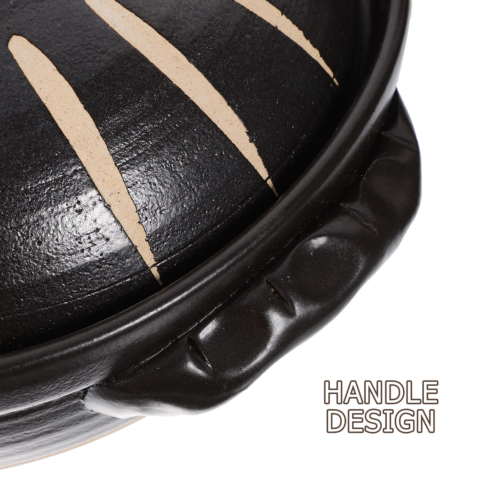 

1Pcs Ceramic Cooking Pot Compact Design Non-Stick Stew Pot Black Heat Transfer Efficient Cooking for Home Kitchen