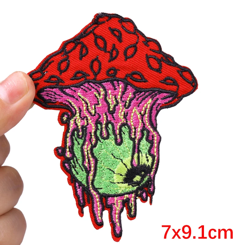 Fire Element Patch Rock Punk Embroidery Sewing Patch Iron On Patches For Clothing Scary Skull Letter Patches For Clothes Badges