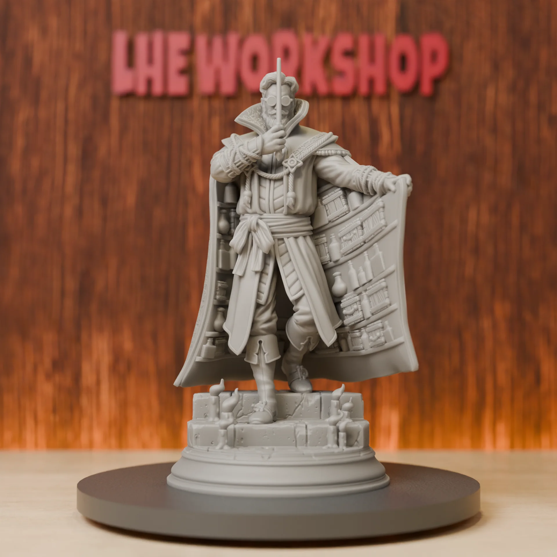 Alchemy Mage Miniatures | 28mm-75mm | Resin 3D Printed DND Pathfinder Mini | Unpainted Grey