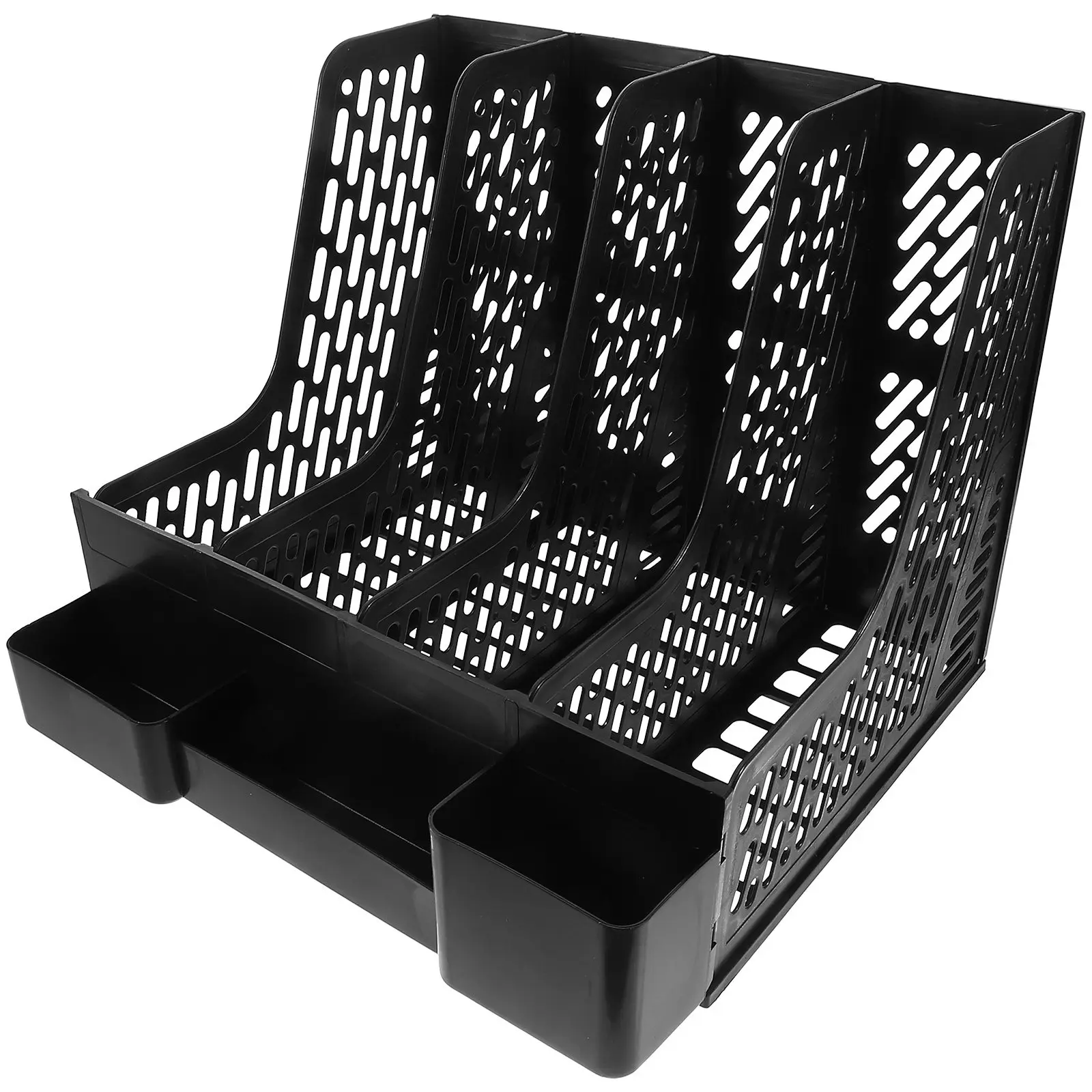 1Set Desktop File Organizer A4 Size Document Rack for Office Desk Storage Quick Access File Holder Multi Grid Book Magazine