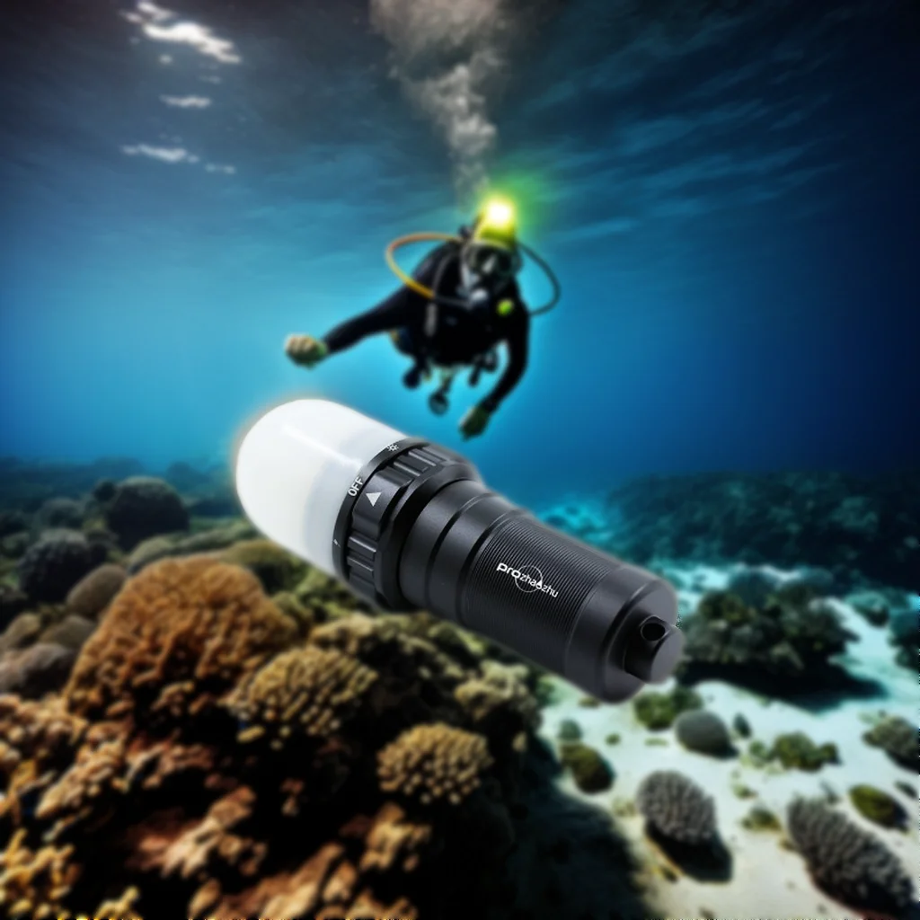 Aluminum Alloy LED Diving Strobe White LED 3000 Lumen Underwater Signal Light IP68 26650 Rechargeable Diving Light