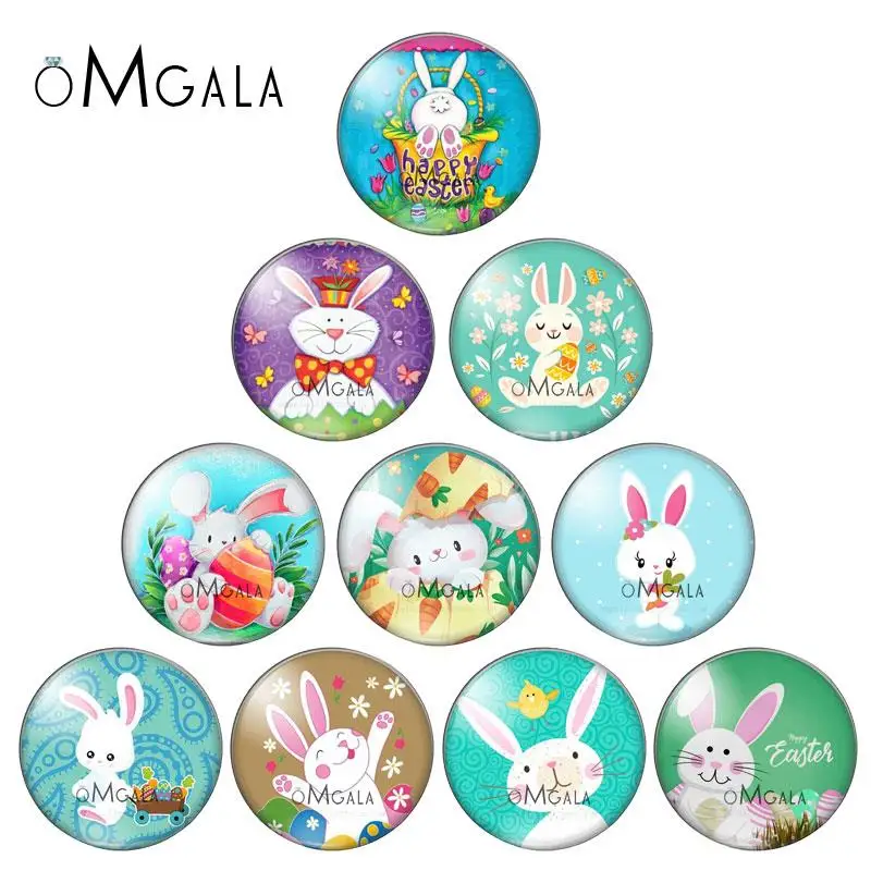 Happy Easter Rabbits Drawings 8mm/10mm12mm/18mm/20mm/25mm Round photo glass cabochon demo flat back Making findings