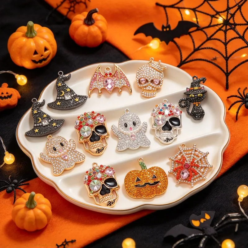 Halloween Ghost Pumpkin Bat Witch Hat DIY Craft Accessory Holiday Gift Decoration Supply For Handmade Ornament Party Scene Setup