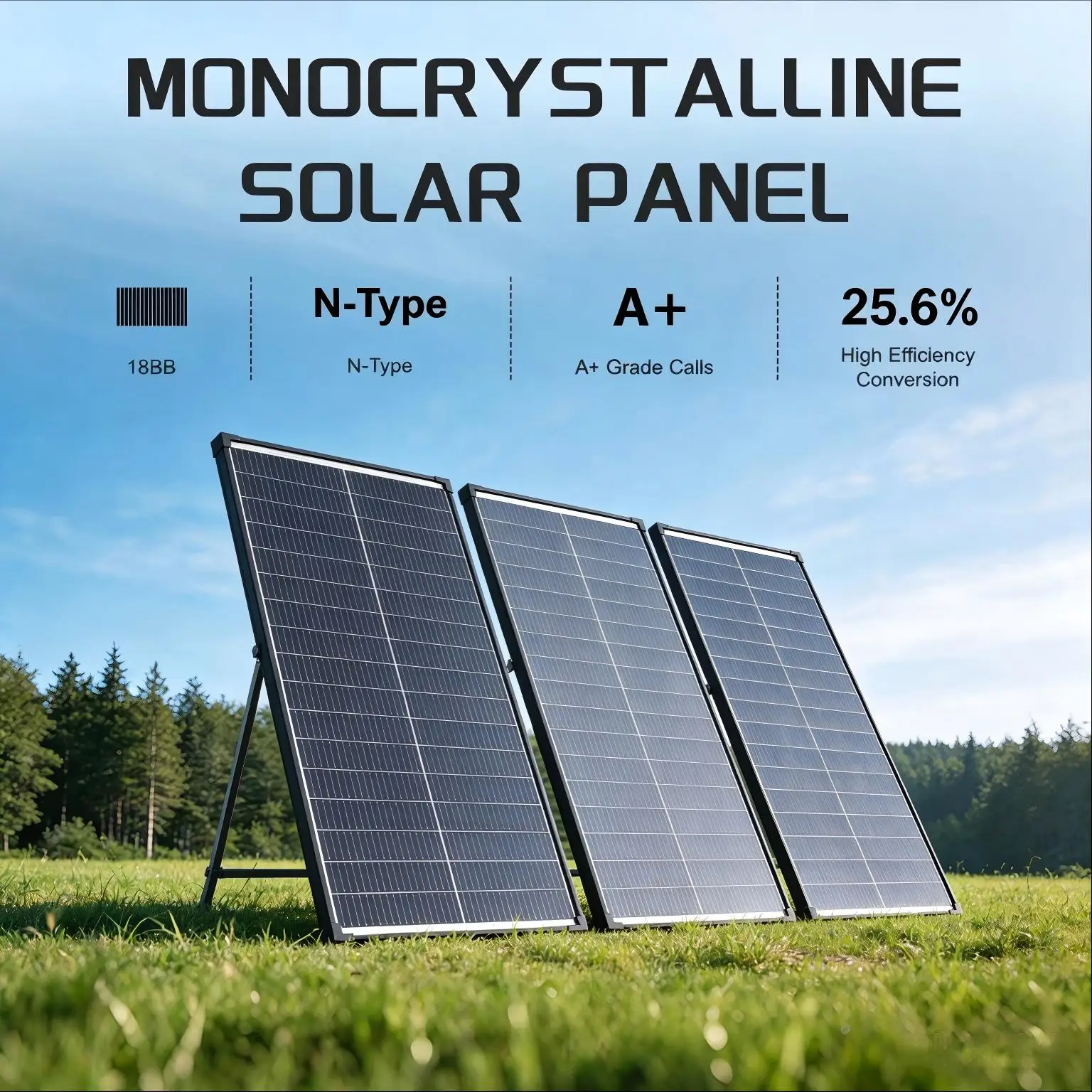 N‑Type 18BB 25.6% High Efficiency Transparent Dual‑Sided 100W Solar Panel IP68 Waterproof for RV Farm Home Off‑Grid Camping Outdoor Power Charging