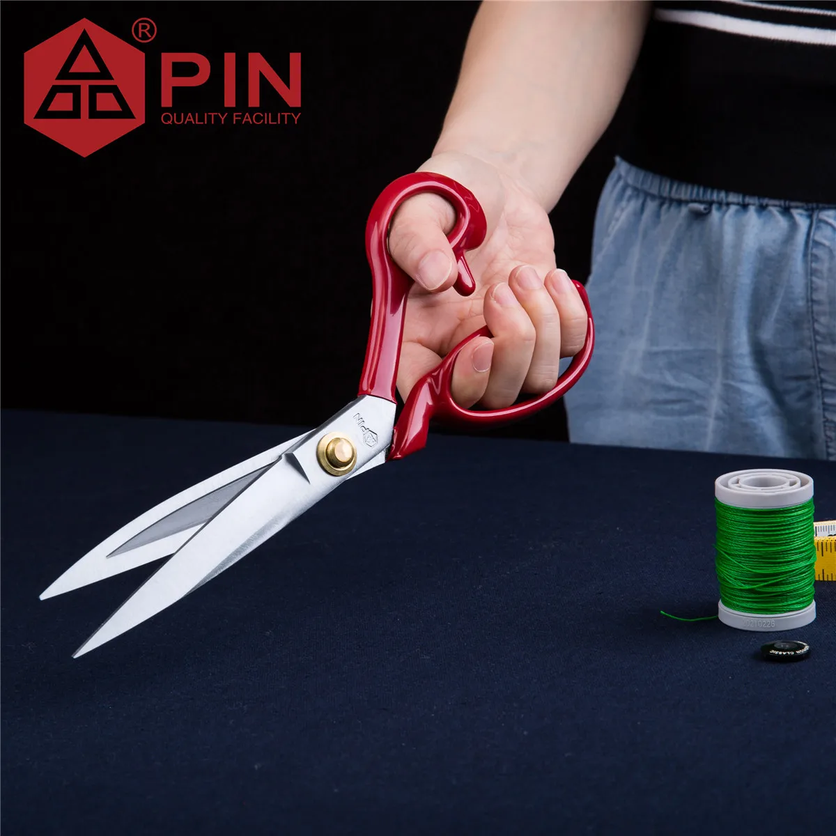 PIN Professional Tailoring Scissors - Razor Sharp Stainless Steel for Leather, Denim, Fabric Cutting, Heavy Duty Dressmaking