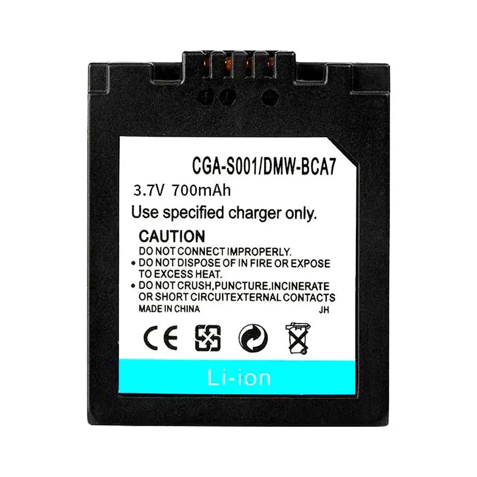 CGA-S001 DMW-BCA7 Camera Battery For Panasonic Lumix DMC-FX1EG DMC-F1PP DMC-F1S DMC-FX1 DMC-FX5 700mAh Real Capacity