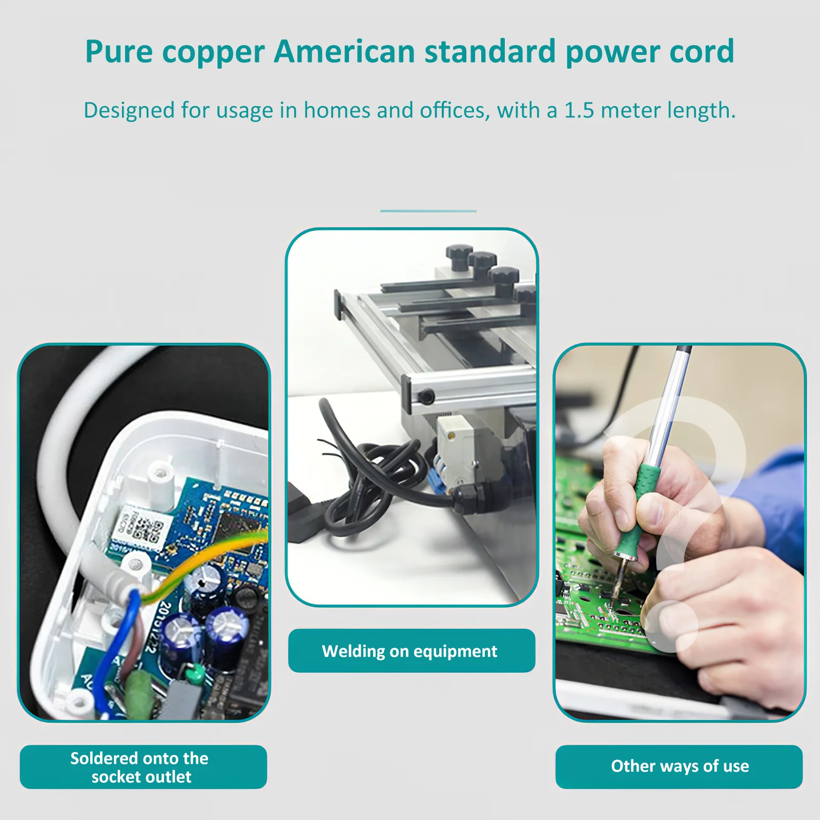 1.5M 2 Prong Power Cord Replacement Lamp Cord Extension Cable For Home Office Appliances Pc Radio Dishwasher Machine Tool