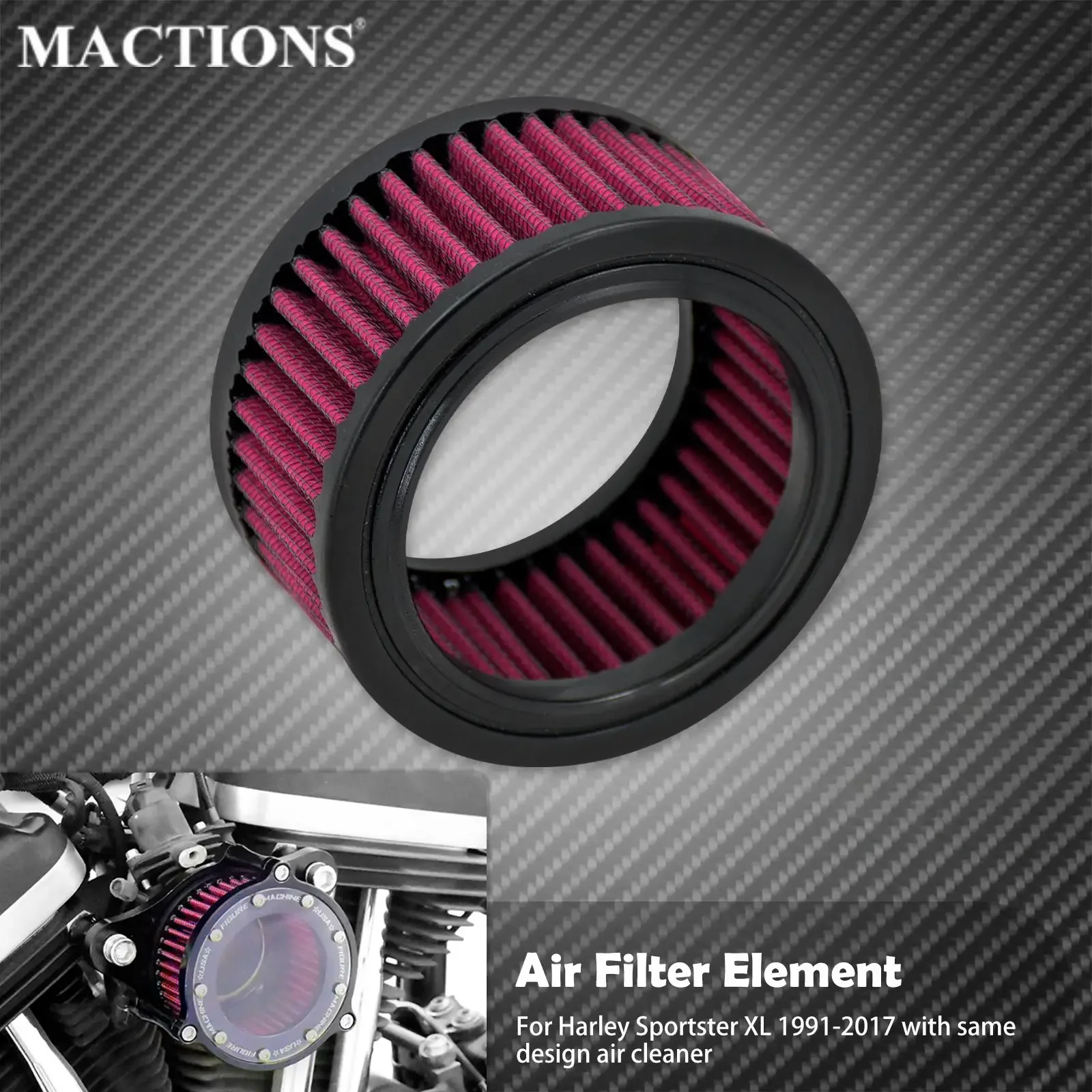 

Motorcycles Air Filter Cleaner Red Element Replacement For Harley Sportster XL 883 1200 Iron Forty Eight Seventy Two 2004-2019