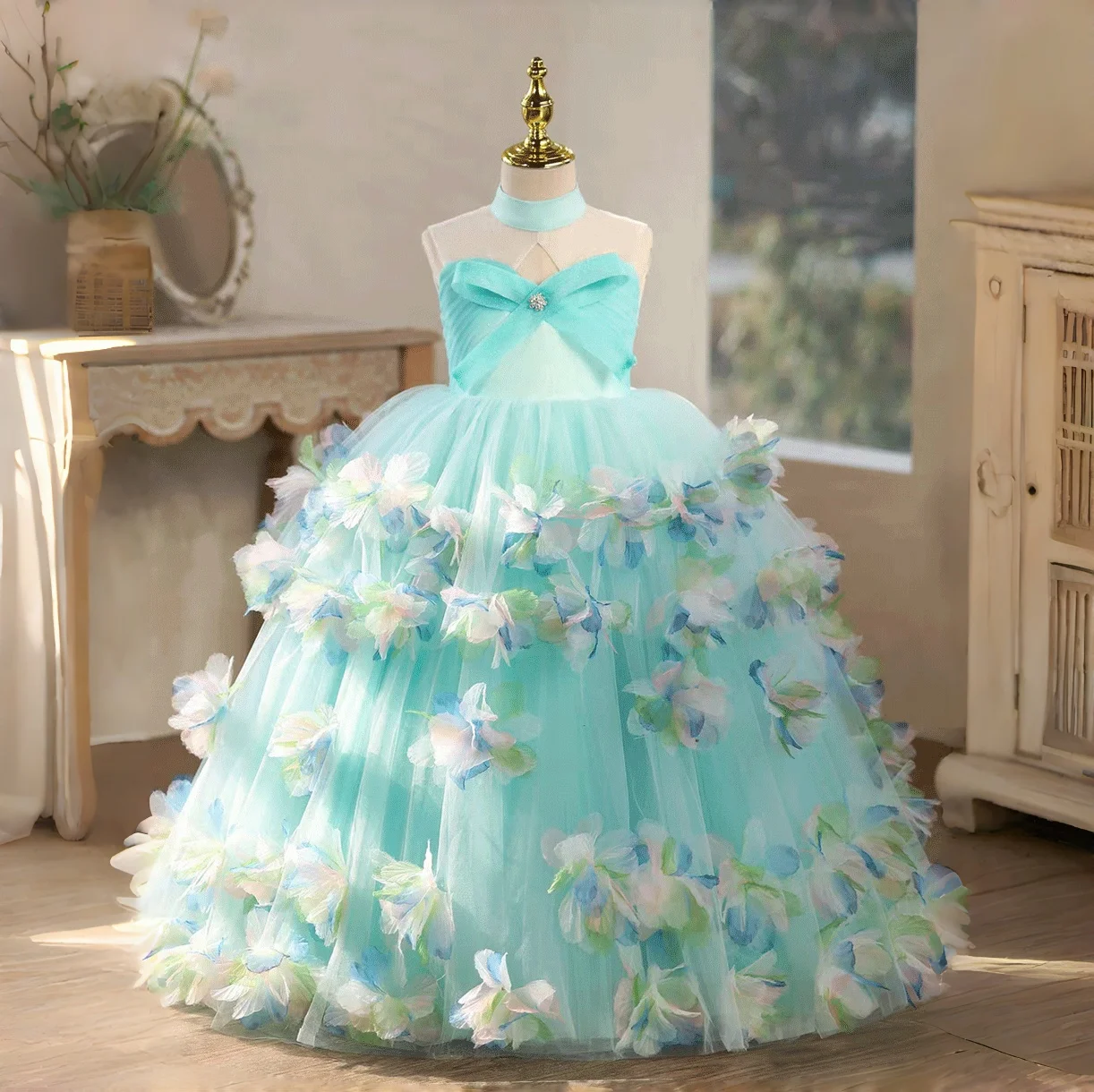 Dreamy Vow D329 Princess Dress for Girls 3D Butterfly Ball Gown with Necklace Kids Wedding Dress Children Birthday Party