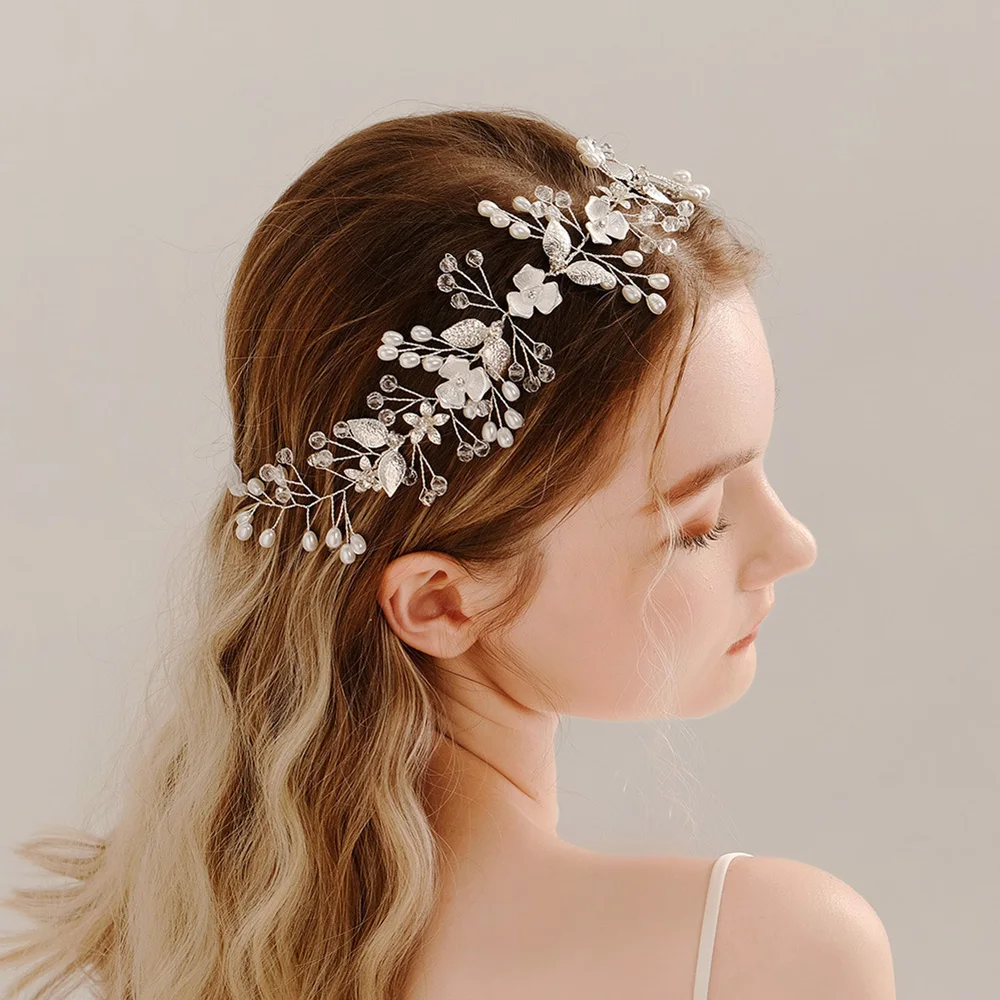 

Miallo Pearl Crystal Wedding Hair Bands Tiara For Bride Rhinestone Flower Hairpins Bridal Headpiece Jewelry Hair Ornaments