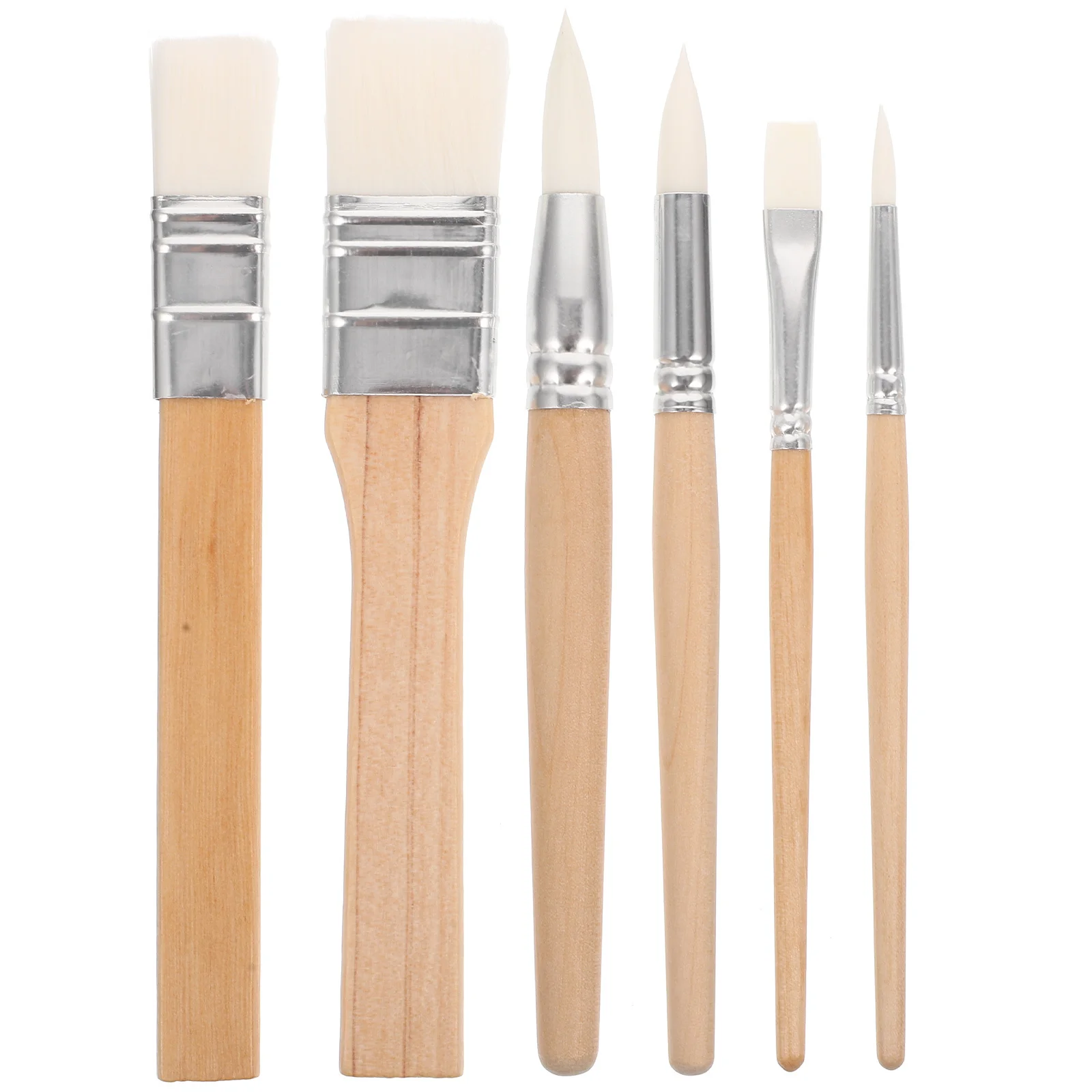 

6pcs Short Handle Painting Brush Set Premium Wooden Watercolor Oil Gouache Brushes Portable Art Tools For Drawing Travel Clay