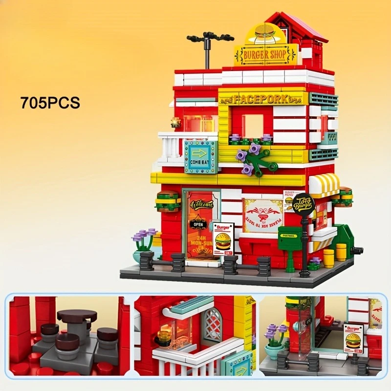 City Shop Street View Kit di blocchi di costruzione Mini blocchi di mattoni Giocattoli da costruzione Architettura Casa Negozio Modello Idea Regali