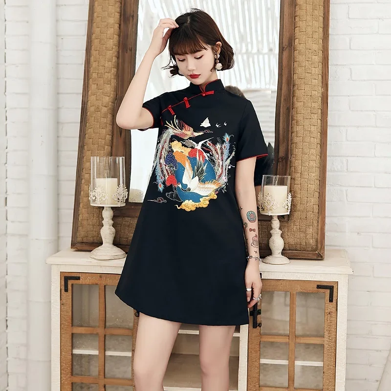 Modern Chinese Dress Qipao Japanese Style Cheongsam Qi Pao Robe Vintage Femme Gothic Clothes Woman Oriental Dress 10109