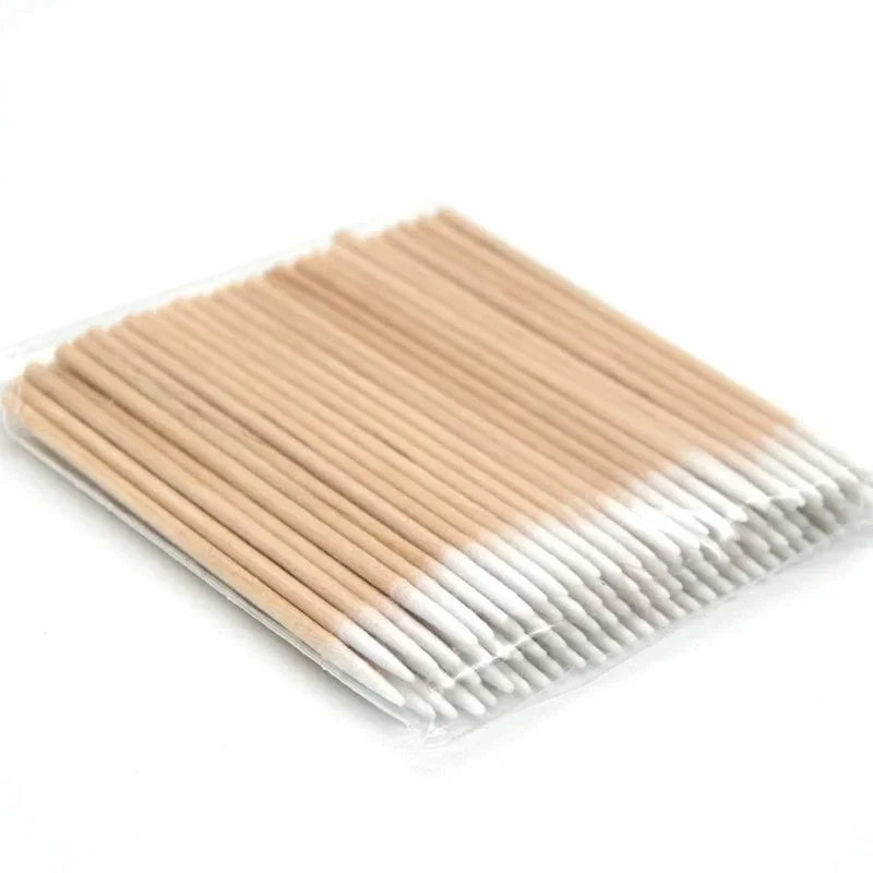 Disposable Ultra-small Cotton Swab 100pcs Lint Free Micro Brushes Wood Cotton Buds Swabs Eyelash Extension Glue Removing Tools