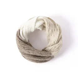 High-Quality Soft Waxy Cashmere Neck Spring And Autumn New Women's Warm Three-Color Splicing Scarf Knitted Neck Cover