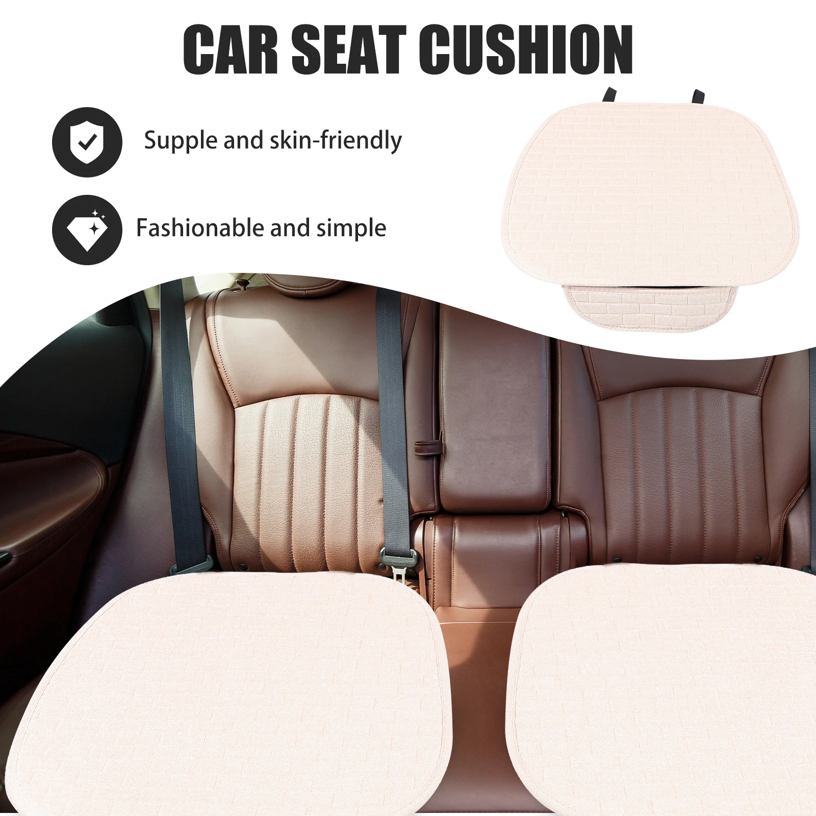 

1pcs Car Seat Cushions Universal Flax Warm Beige Breathable Non Slip Automotive Chair Pads Mats Cover Protection Car Interior