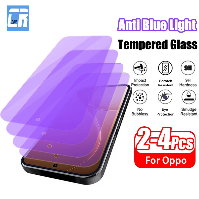 

2-4Piece Anti Blue Light Tempered Glass for Oppo Reno15 Pro Max Screen Protector for Reno 14 15 Pro High-Quality Protective Film