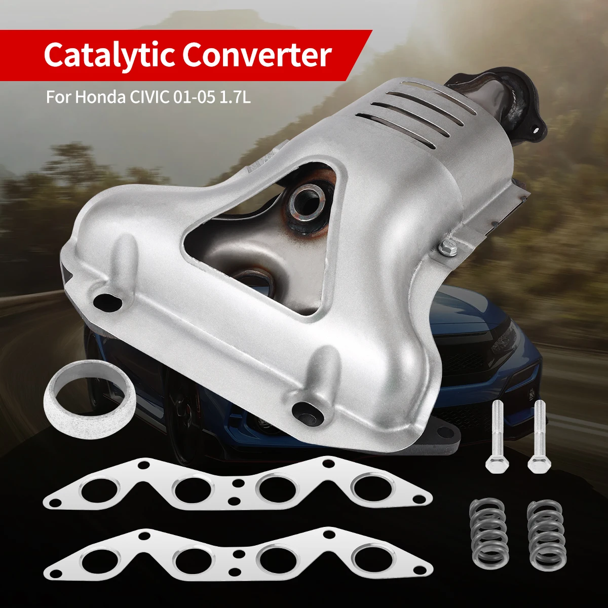 

FOR 2001-2005 HONDA CIVIC DX LX CX VX HX 1.7L CATALYTIC CONVERTER EXHAUST MANIFOLD