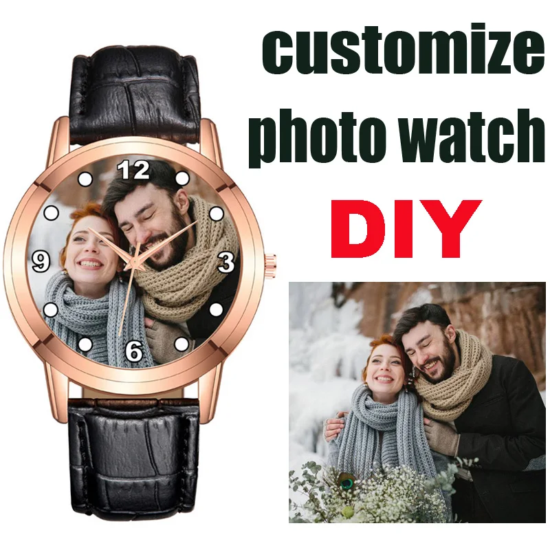 عشاق مخصص صور ووتش الإبداعية DIY صورة شعار ساعات الكوارتز طباعة صورة على ووتش الطلب هدية فريدة للأزواج #1