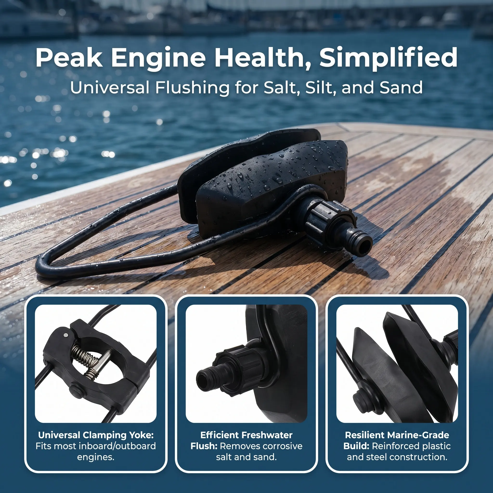 Universal Motor Flusher Rectangular Rubber Ear Muff Cups for Marine Boat Outboard Cooling System Cleaning Tool Motor