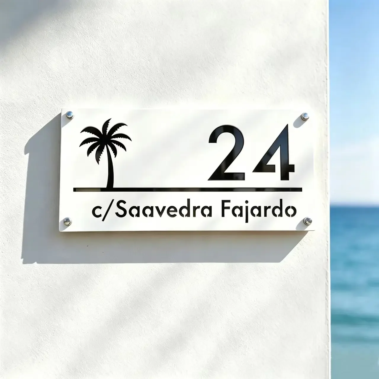 Custom Acrylic House Number Plaque, Palm Tree Design Address Sign, Personalized Street Name Door Plate, Home Wall Decor Housewar