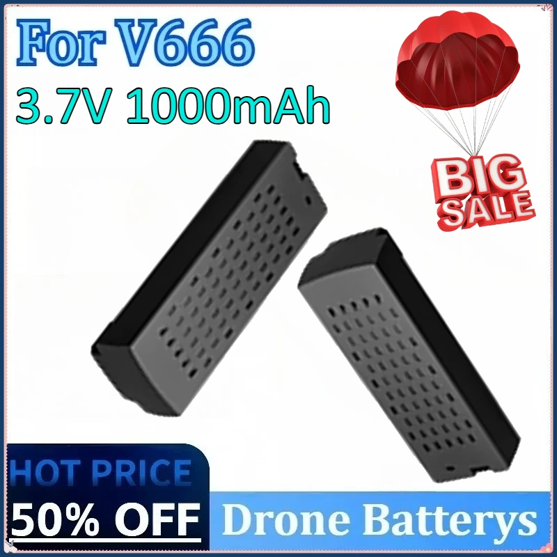 

Newly Upgraded 3.7V 1000mAh Rechargeable Battery for V666 8K Drone Accessories Parts Replacement High Quality Drone Battery