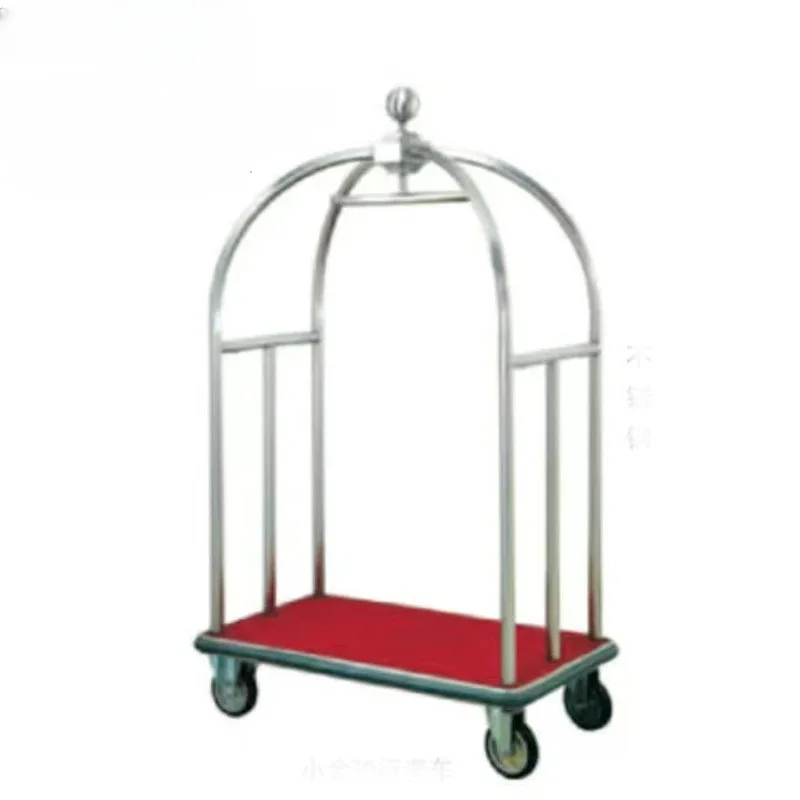 Stainless Steel Hotel Crown Luggage Cart Birdcage Trolleys Commercial Furniture Hardware Hotel Trolley For Laundry