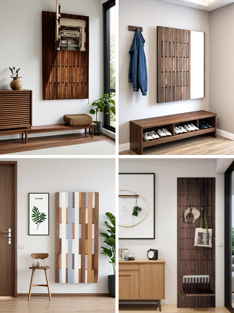 Storage rack, piano key, b lack walnut hanger, wall-m ounted solid wood e ntrance rack, wall-mounted clothes hanger
