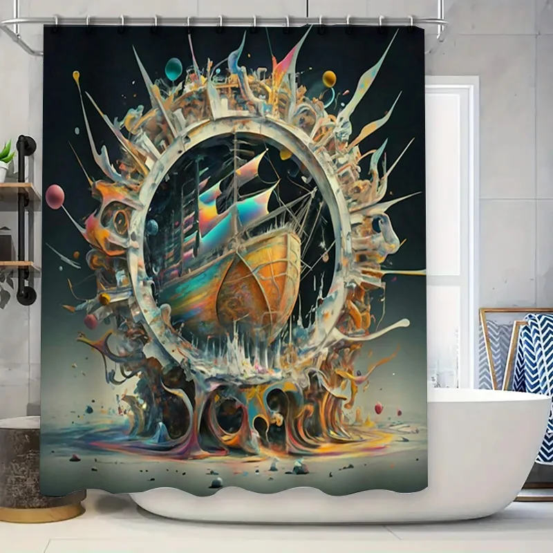 

Художественная занавеска для душа с абстрактным дизайном и парусными лодками, красочный декор для ванной комнаты для проектов обустройства дома