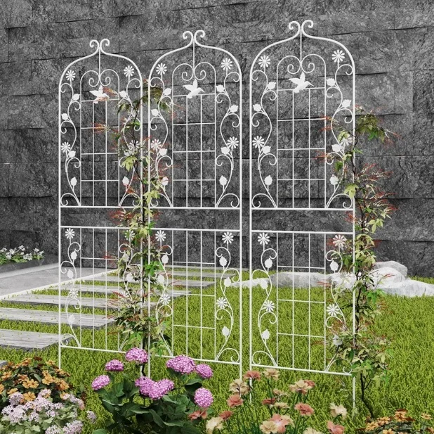 Outdoor Metal Climbing Rack For Rose And Plant Support Simple Iron Frame Customizable Color Gardening Fence