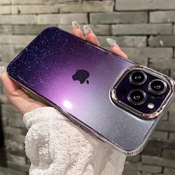 Etui Luxury Plating Gradient Starry Bling Glitter Bumper Case do iPhone'a 16 15 14 Plus 13 12 Mini 11 Pro Max Błyszcząca, przezroczysta osłona pancerna