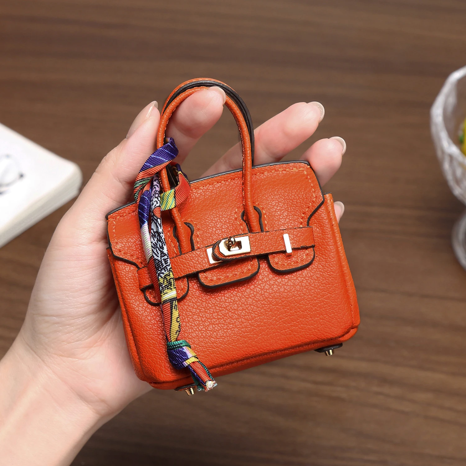 Mini Square Leather Bag Charm Bag Pendant Light Luxury Cute Bag Pendant Fashion Decor Accessories Creative Keychain Coin Purse
