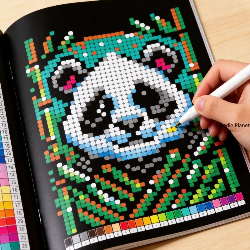 An Adult Decompression Digital Coloring Book with 32 Different Patterns Completing Painting Works Through Digital Prompts