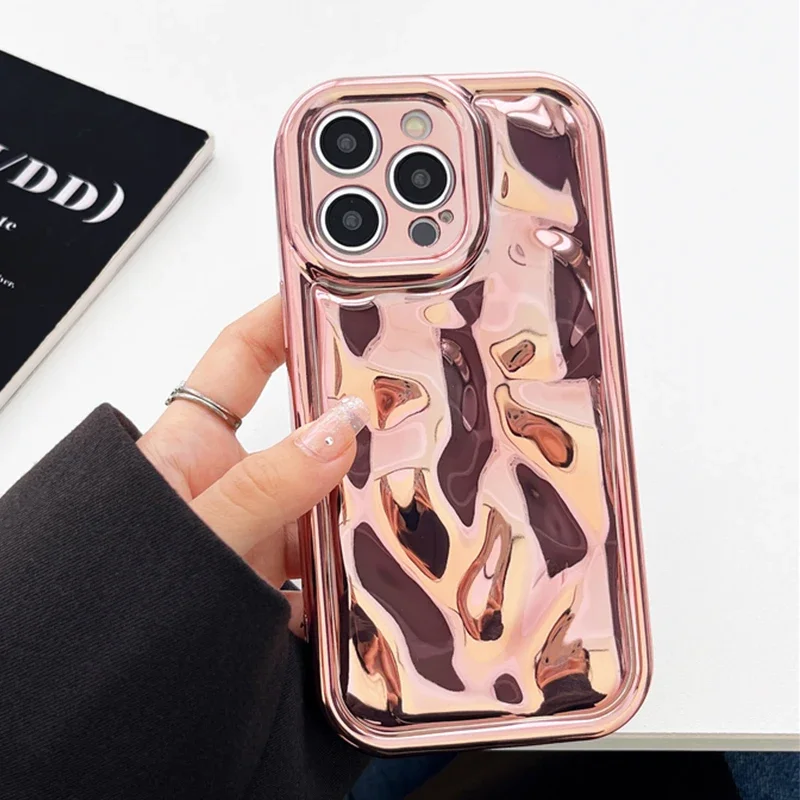 

Fine hole plating meteorite pattern silicon case for iPhone 16 15 14 13 12 11 Pro Max Plus full shockproof soft back phone cover