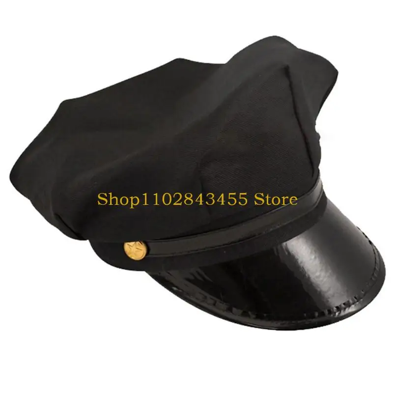 49MC Chauffeur Hat with Eyeglasses Gloves Set for Role Playing Chauffeur Costume