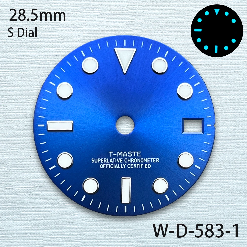 28.5mm S Logo Meteorite GMT Dial Fit NH34 Movement Ice Blue Luminous Sunray High-Quality Watch Modification Accessories
