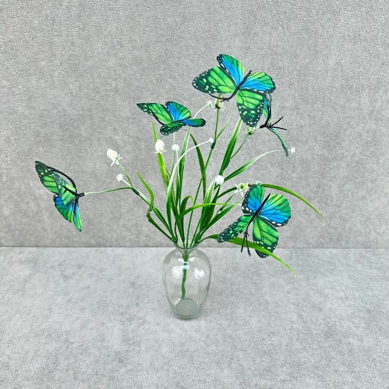10 Stück künstliche Seidenblumen, weiße Iris mit Fransen, DIY-Requisiten für Fotoshootings, künstlicher Blumenstrauß, 5-gliedrige Schmetterlingssträuße – Detail 8