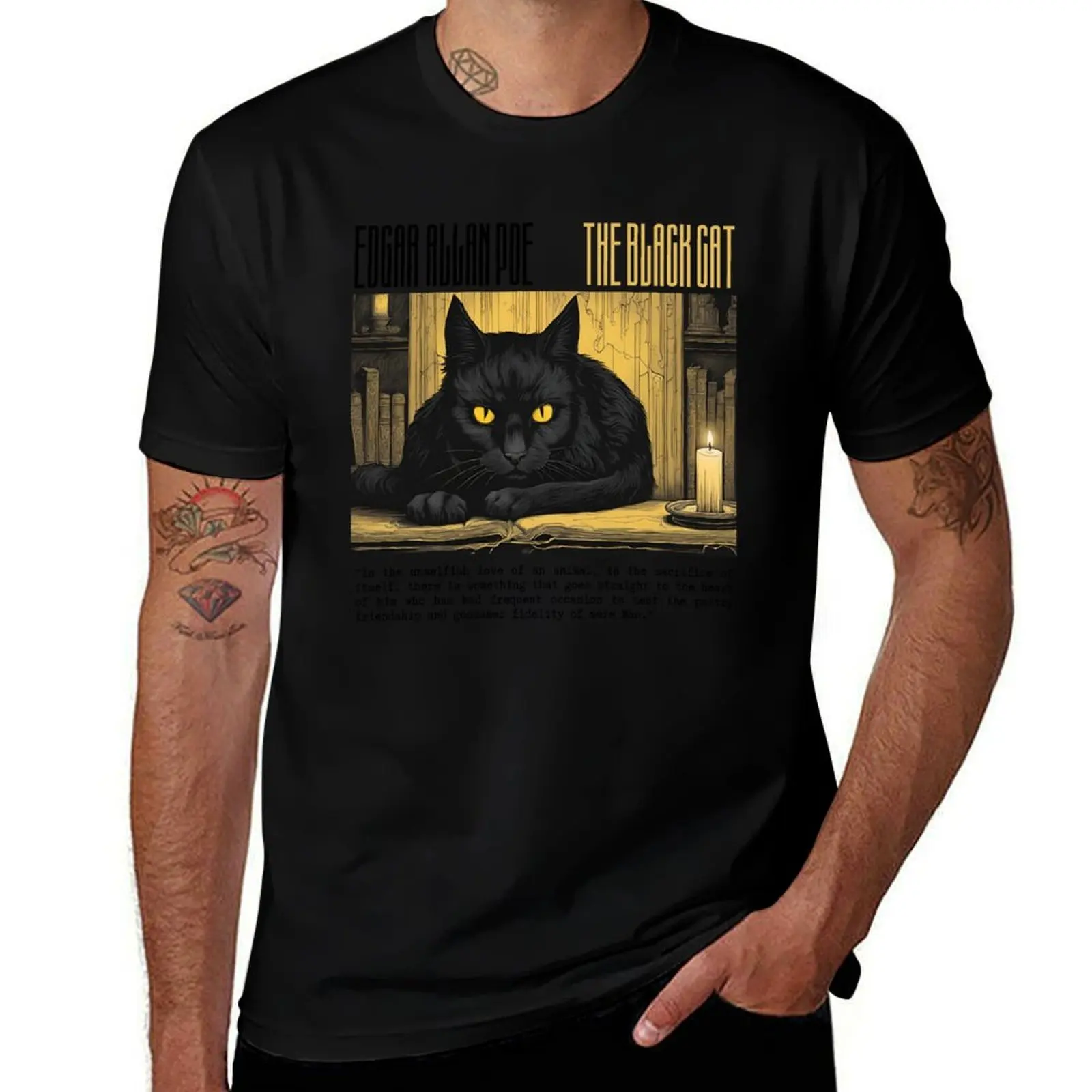 

The black cat', by Edgar Allan Poe T-Shirt luxury t-shirt funny meme t-shirts plain plain white t shirts men
