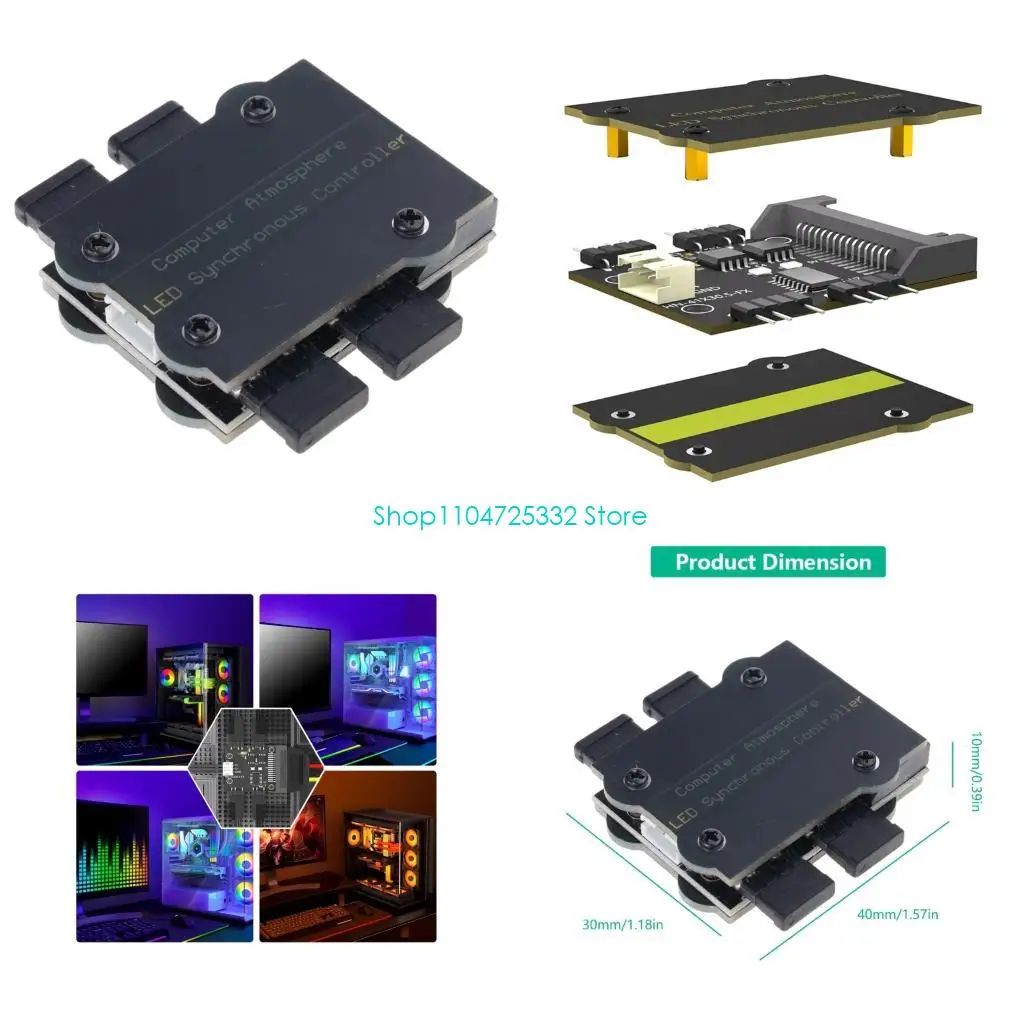 

P5EA 4 Port 5V 3PIN ARGB Fan LED Controller ARGB Fan LED Controller with Adjustable Brightness Speed with USB2.0 9Pin Cable