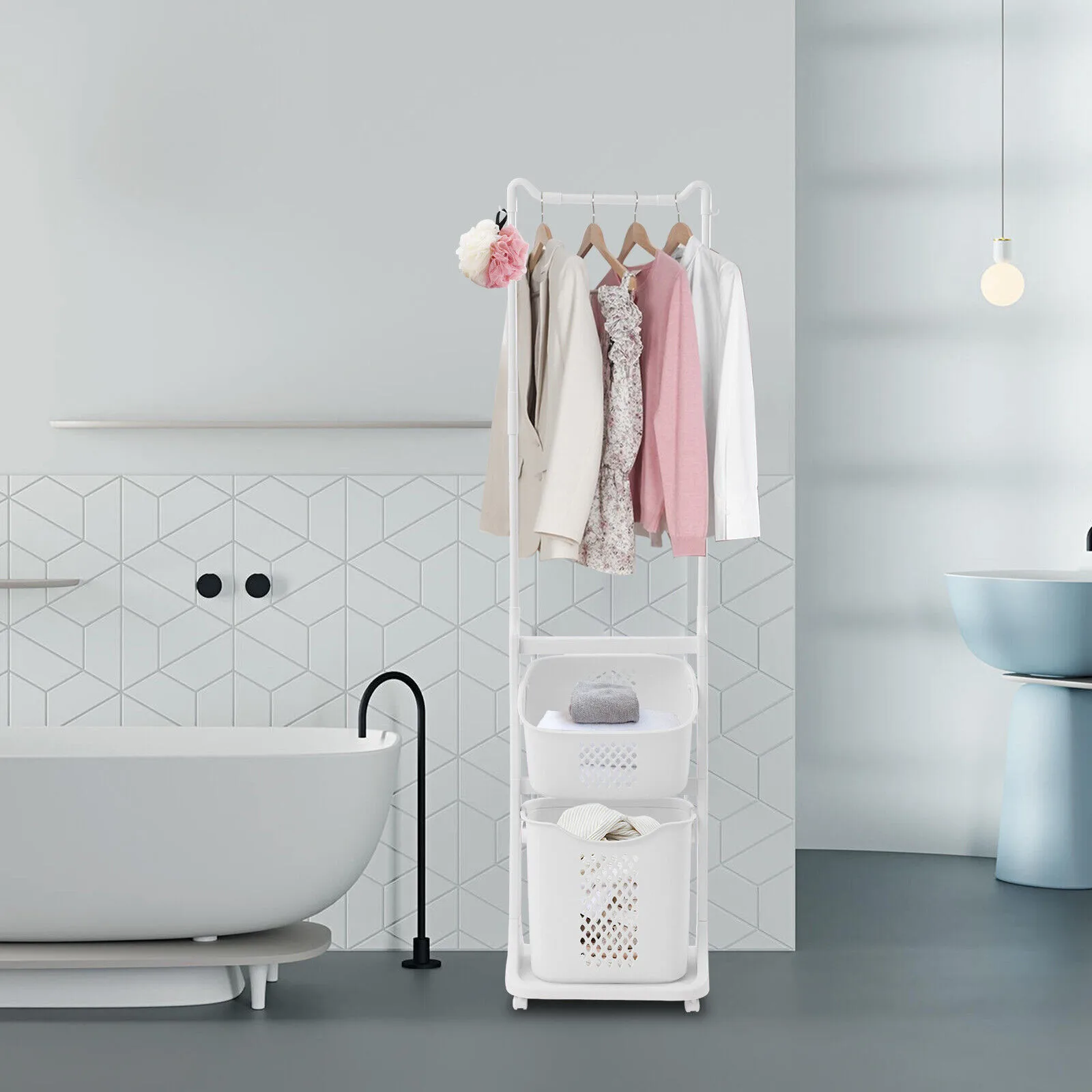 

Laundry Basket Bathroom Multi-layer Clothes Storage Household Storage Shelf