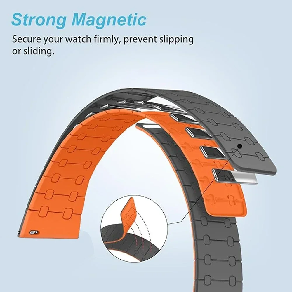 22mm Magnetic Silicone Band For Amazfit Cheetah Pro/Round Sport Strap For Amazfit Balance 2/Bip 6 5 5 Unity/GTR 47mm 4 3 2 2e