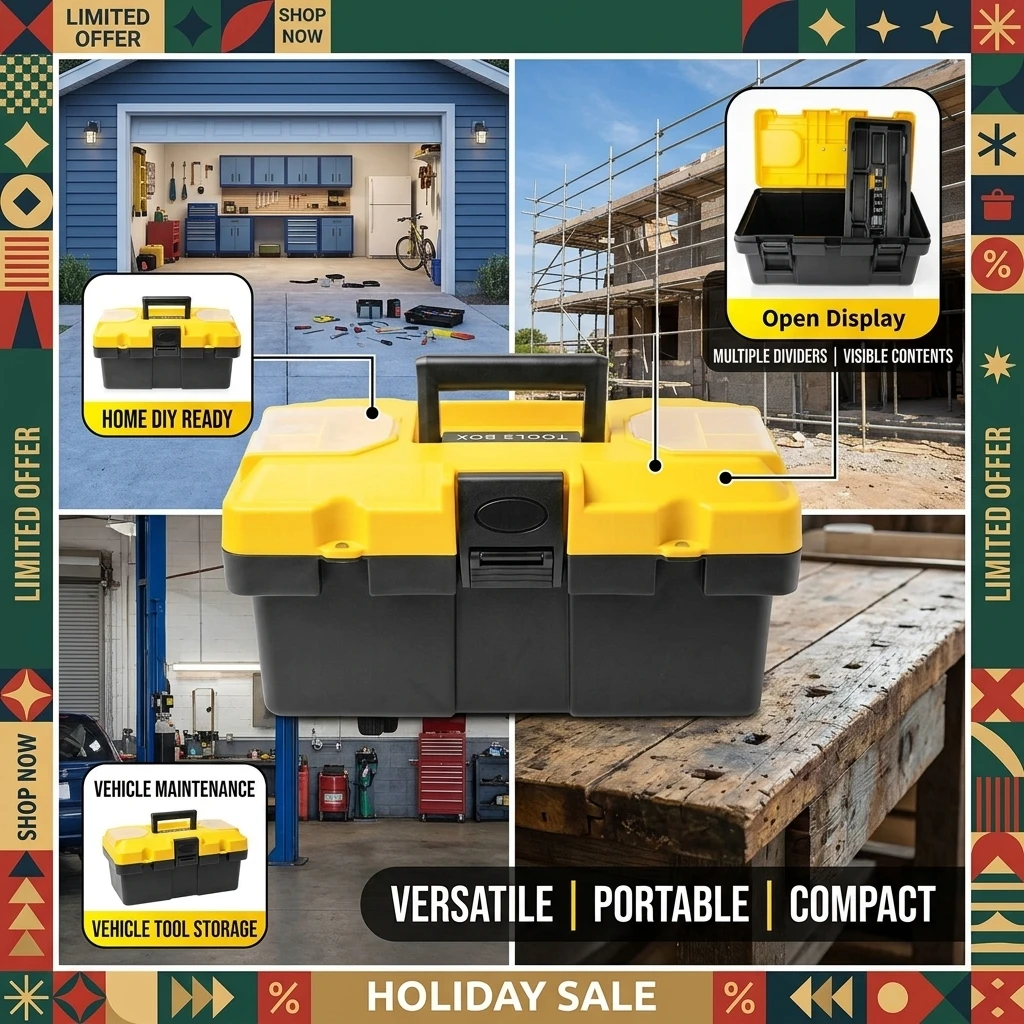 Heavy‑Duty Hardware Tool Box Multifunctional Large Capacity Storage Case Plastic Thick Toolbox Combination Suitcase For Home