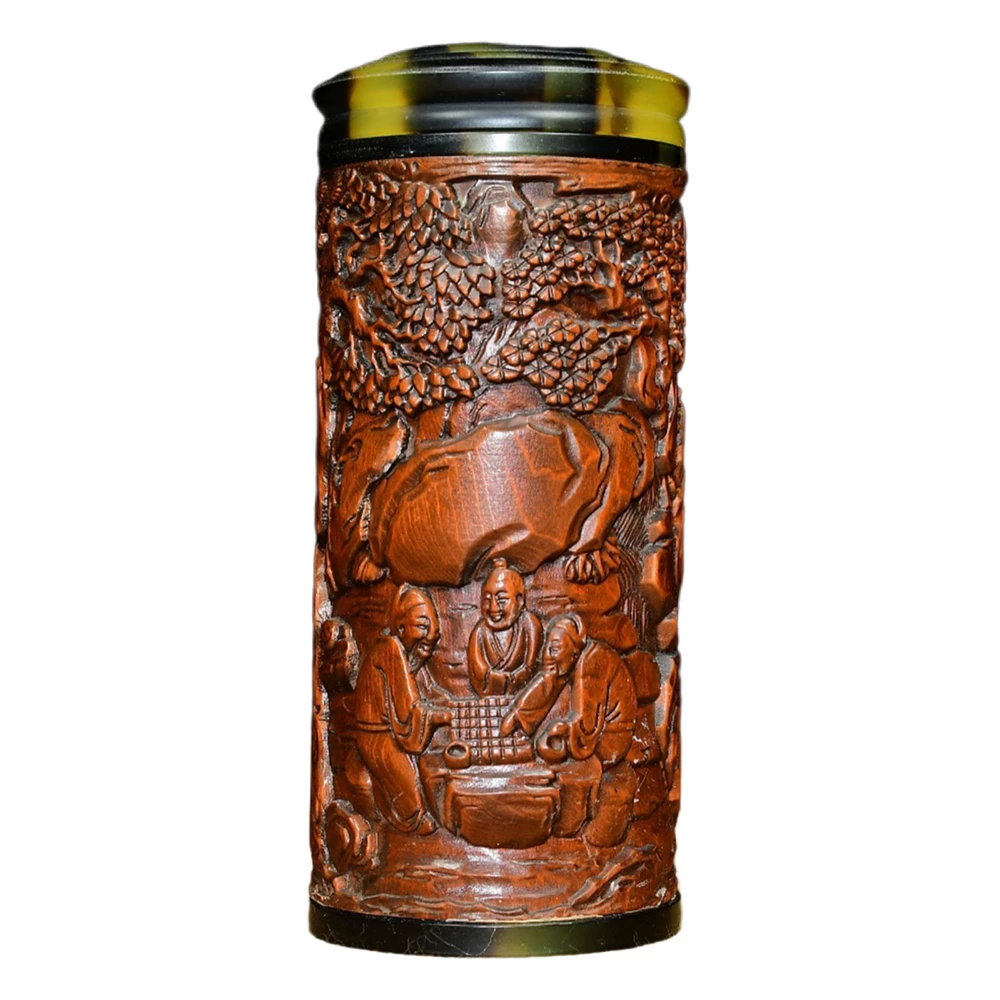 Ornements en bois sculpté thé caddie Artisan pin Zen sérénité sagesse harmonie virtue tranquilité dignité loisirs unité cadeau bureau