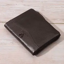 KAVIS RFID Luxurious Genuine Leather Short Wallet For Men  With High-Capacity Durable Business Bifold Zip Card Holder Wallets