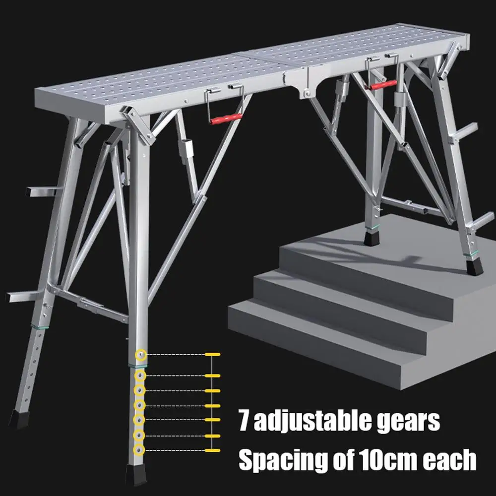 조정 가능한 접이식 비계 작업 플랫폼 사다리, 휴대용 비계 자동차 페인팅, 건식 벽체 패치, 800 lbs 용량 강철