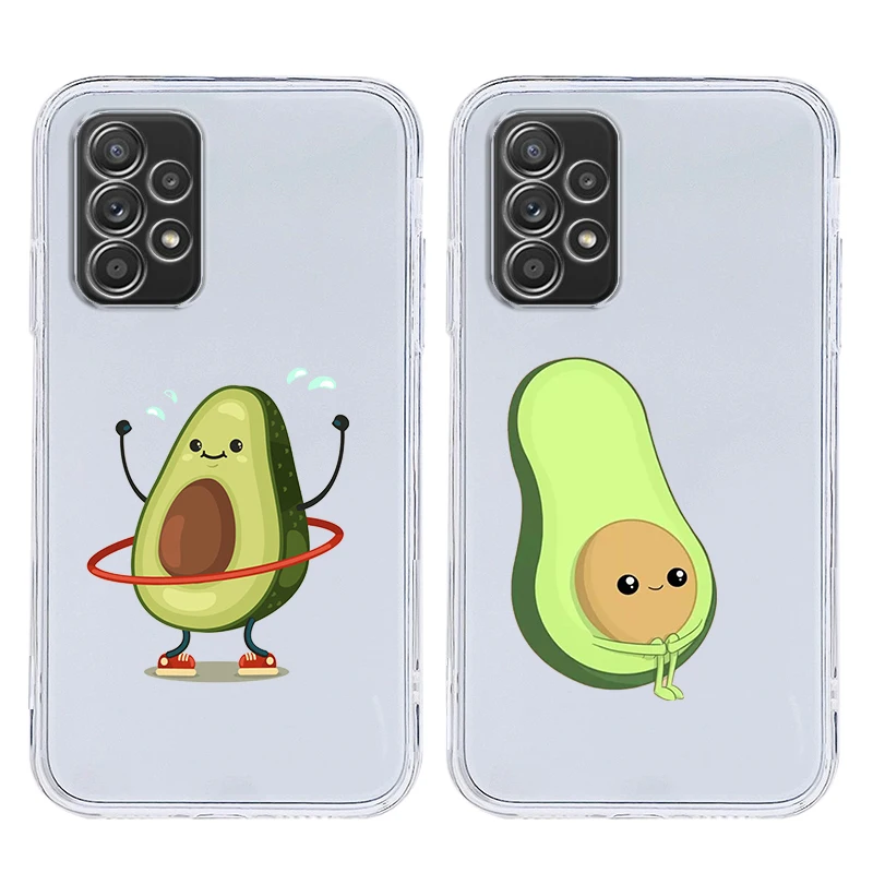Cute Avocado Baby Yoga Case For Samsung A15 A13 A35 A55 A51 A71 A41 A31 A21S A03S A05 A17 A23 A25 A33 A53 A73 5G A07 4G Cover