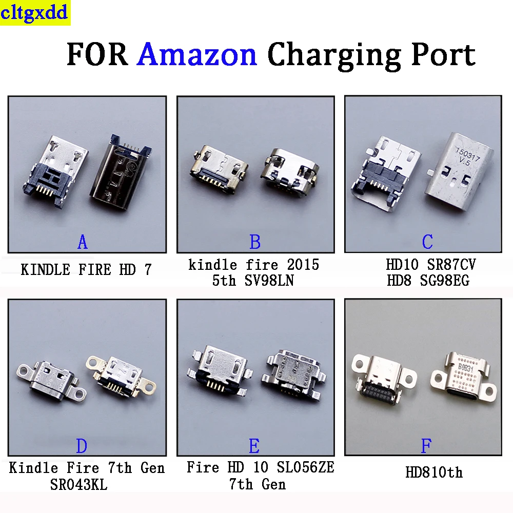 cltgxdd 1piece FOR Amazon Kindle Fire HD 10 SL056ZE 7th Gen 7th Gen SR043KL HD10 SR87CV HD8 SG98EG Charging port USB connector