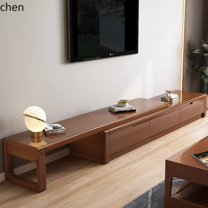 

HXL solid wood TV cabinet simple and retractable living room TV cabinet cabinet high-end
