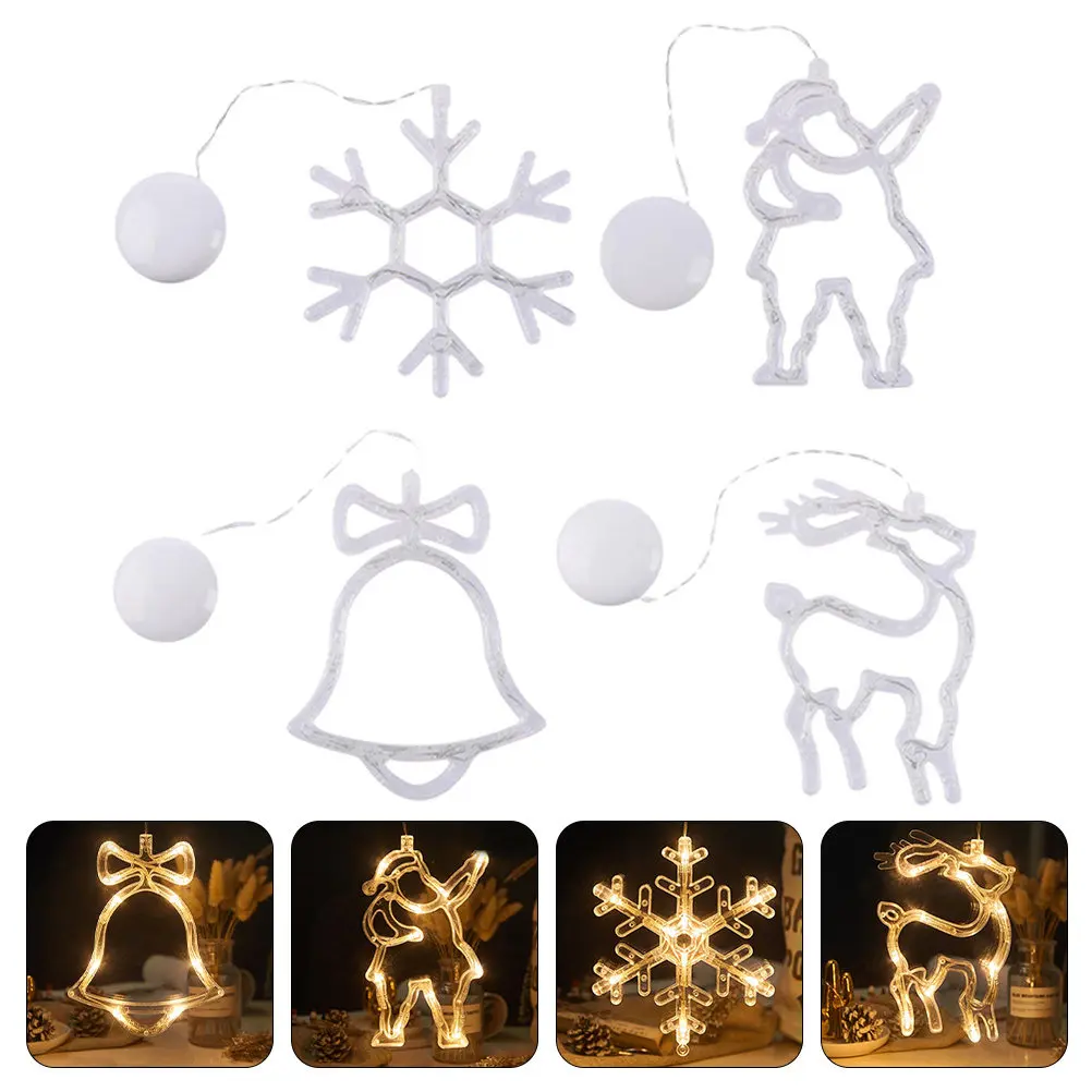 4-個のクリスマス-led-ウィンドウライト吸盤発光ペンダント電池式クリスマスパーティーの装飾クリスマスウィンドウライトウォームグローランプ